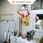 Papercraft testa di cervo murale in origami 3D, vista 6