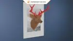 Papercraft testa di cervo murale in origami 3D, vista 7
