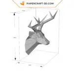 Papercraft testa di cervo murale in origami 3D, vista 11