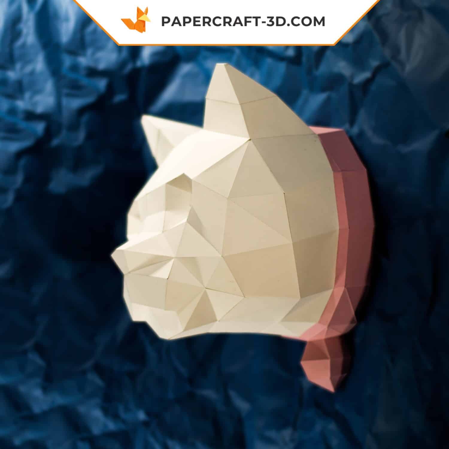 Papercraft cat head in origami