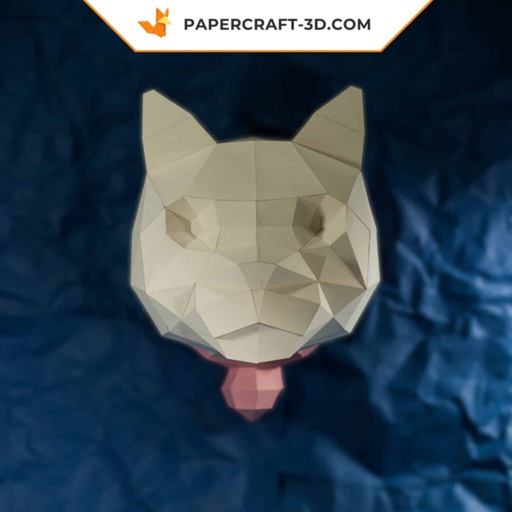 Papercraft cabeça de gato em origami