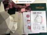 Papercraft testa di gatto in origami