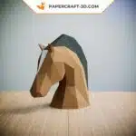 Papercraft cabeça de cavalo bege e verde em origami