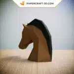 Papercraft cabeça de cavalo bege e verde em origami