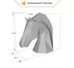 Papercraft cabeça de cavalo bege e verde em origami