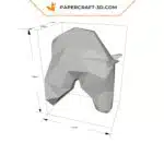 Papercraft tête de cheval origami papier 3D, weergave 8