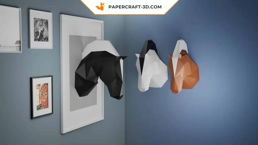 Papercraft tête de cheval origami papier 3D