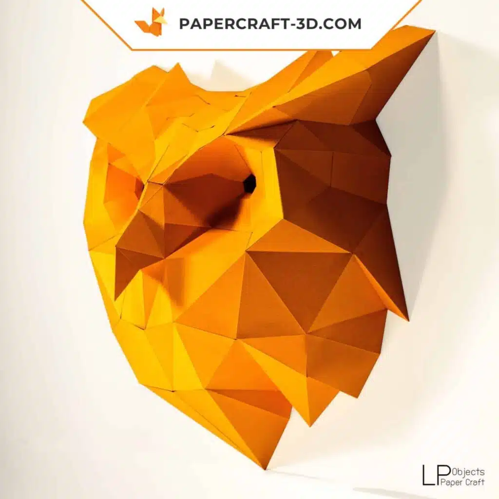 Papercraft Tête de Chouette origami papier 3D, weergave 2