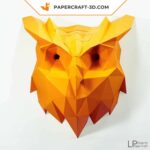 Papercraft Eulenkopf Wand in 3D Origami
