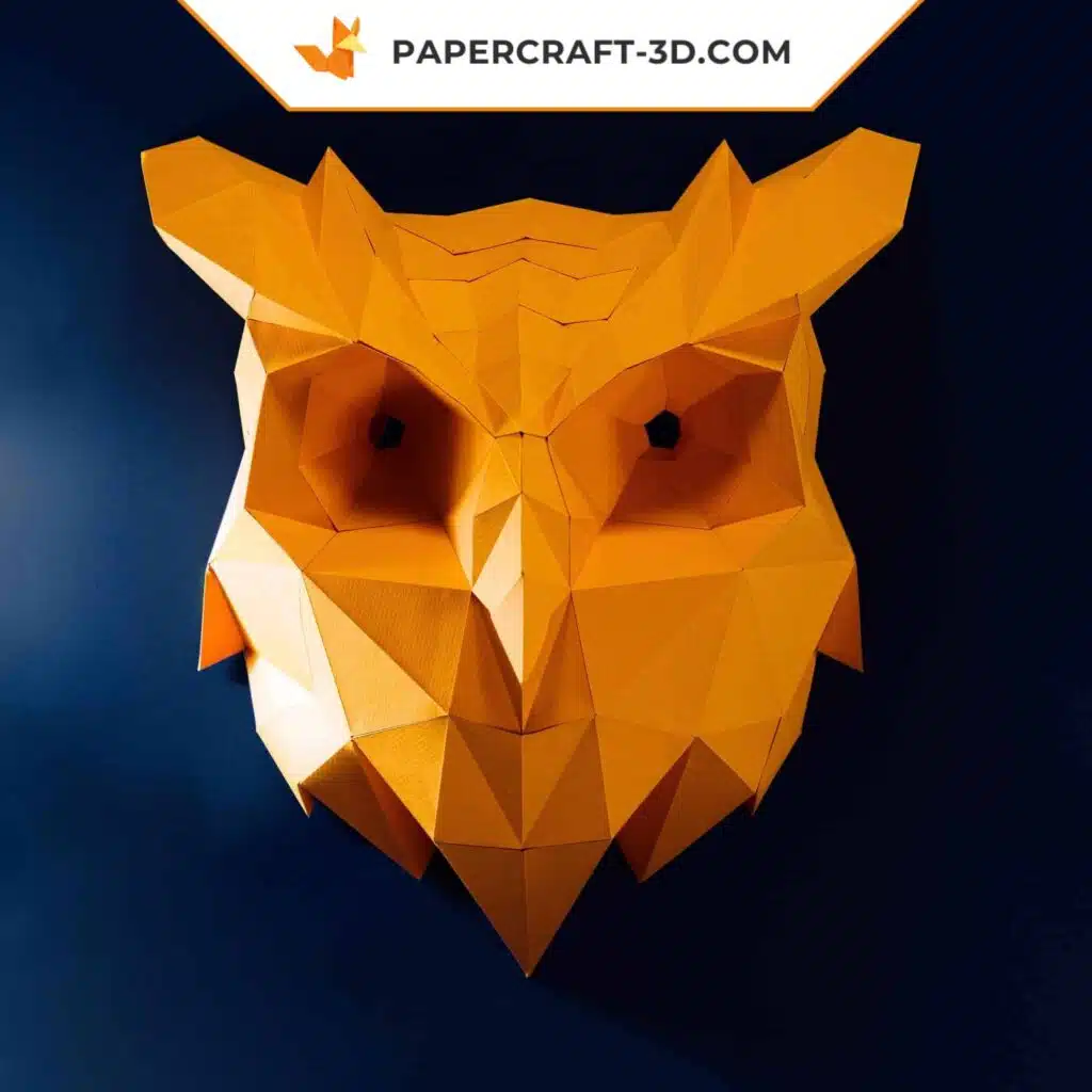 Papercraft tête de chouette murale en origami 3D