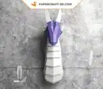 Papercraft tête de dragon origami papier 3D, vue 2