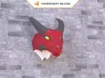 Papercraft tête de dragon origami papier 3D, weergave 2