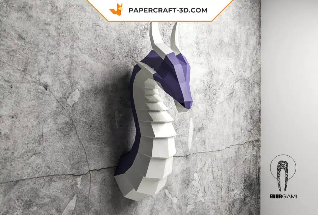 Papercraft tête de dragon origami papier 3D
