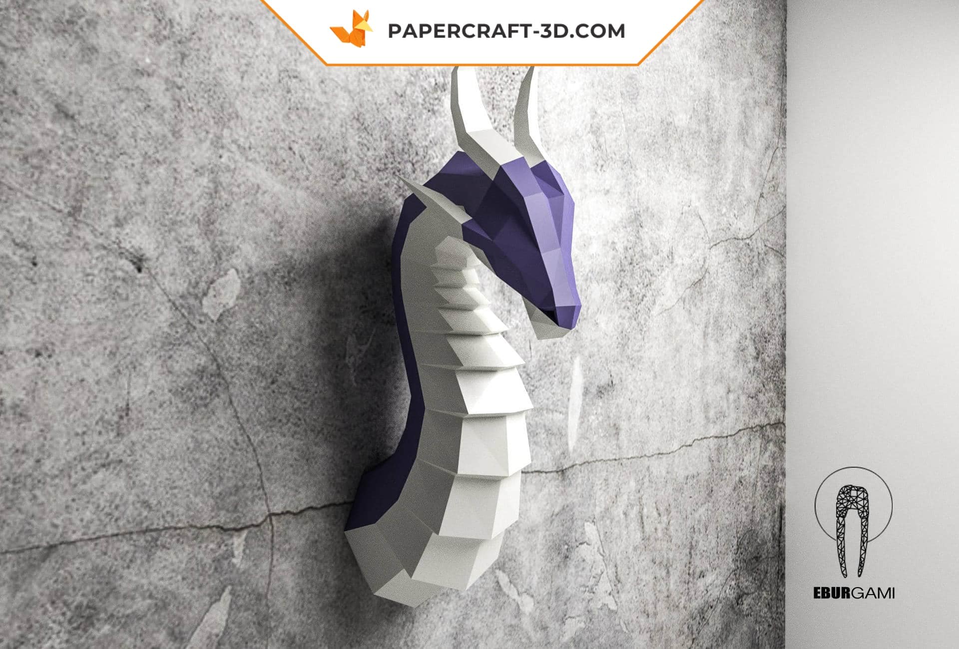 Papercraft de cabeça de dragão em origami 3D Papercraft de cabeça de dragão em origami 3D