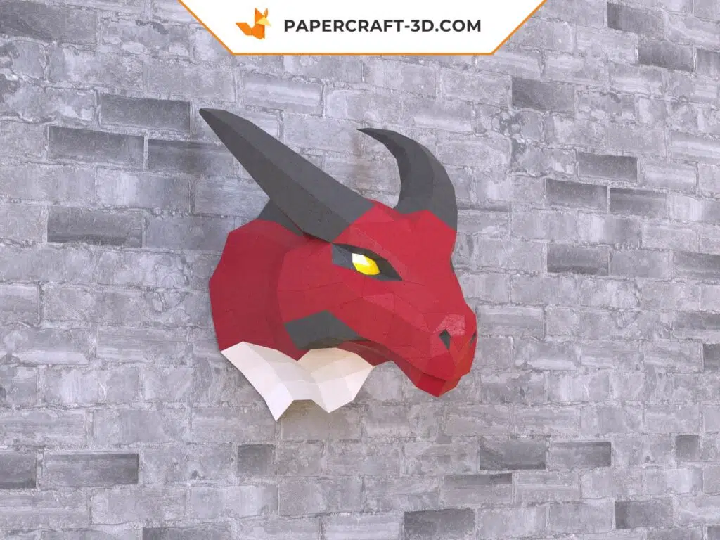 Papercraft tête de dragon origami papier 3D