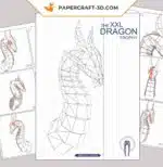 Papercraft tête de dragon origami papier 3D, vue 5