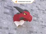 Papercraft tête de dragon origami papier 3D, weergave 5