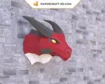 Papercraft tête de dragon origami papier 3D, weergave 6