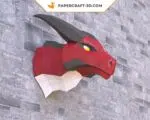 Papercraft tête de dragon origami papier 3D, weergave 7