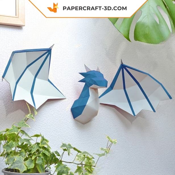 Papercraft dragon head in 3D origami