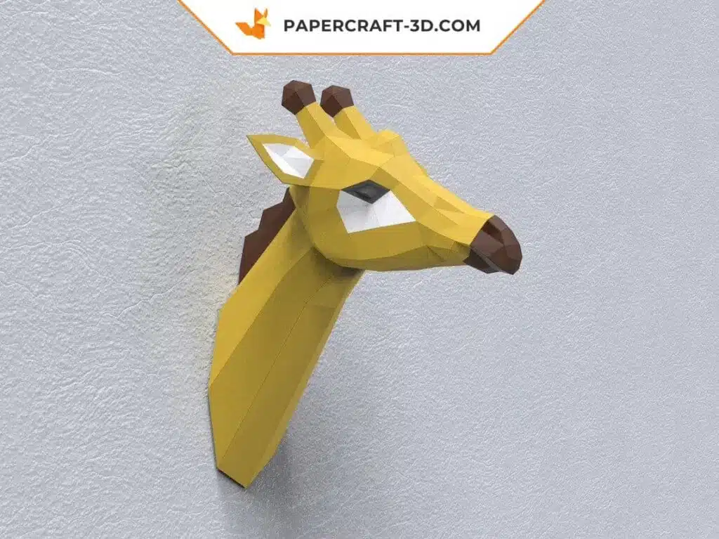 Papercraft tête de girafe en origami papier 3D