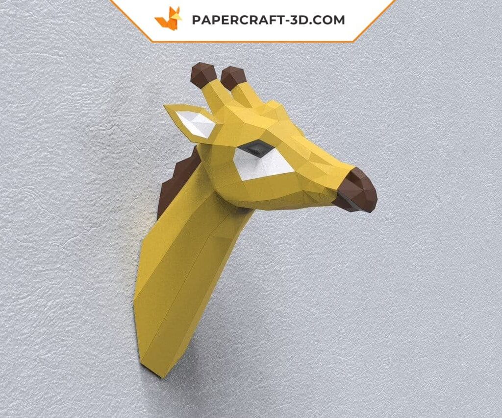 3D origami papercraft giraffe head