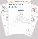 Papercraft tête de girafe en origami papier 3D DIY, weergave 4