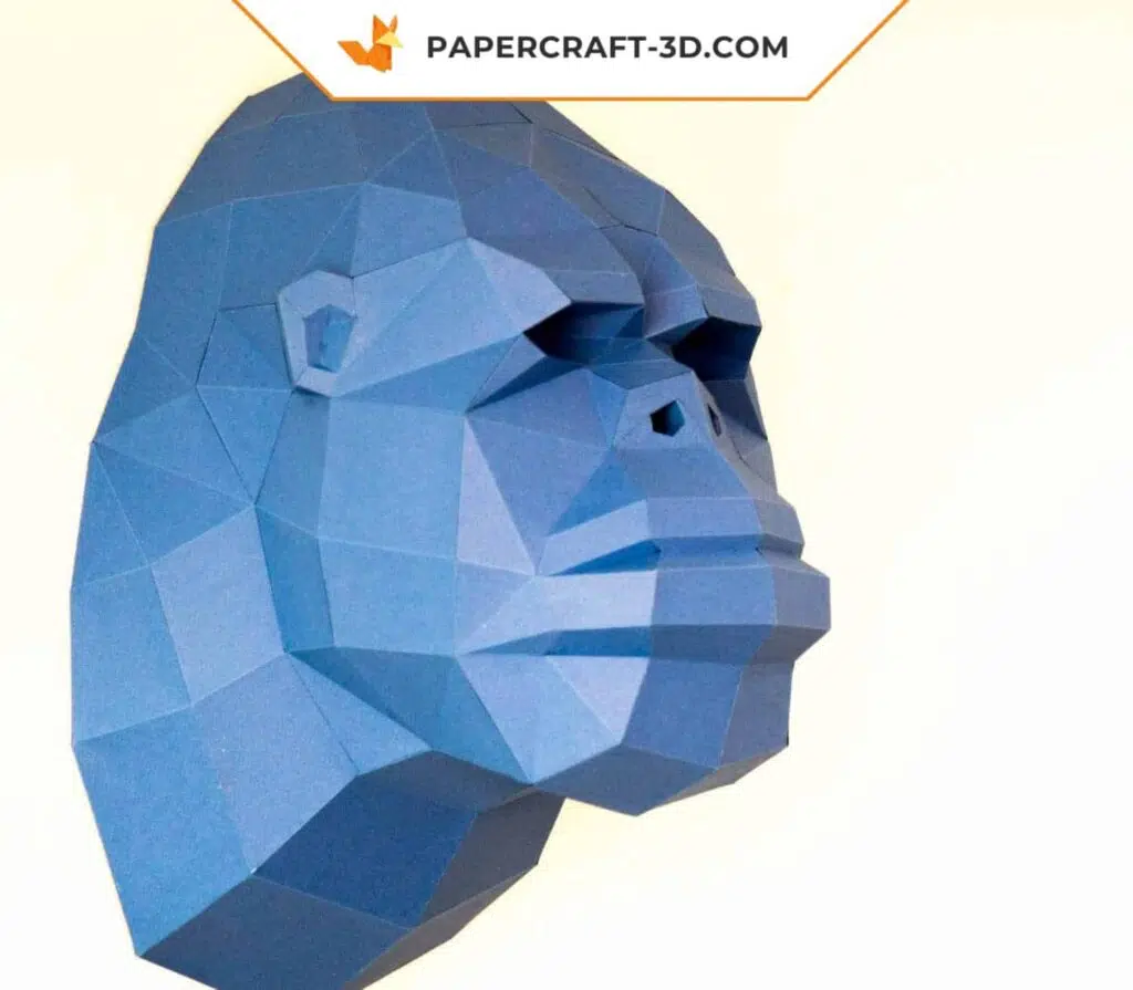 3D origami gorilla head papercraft