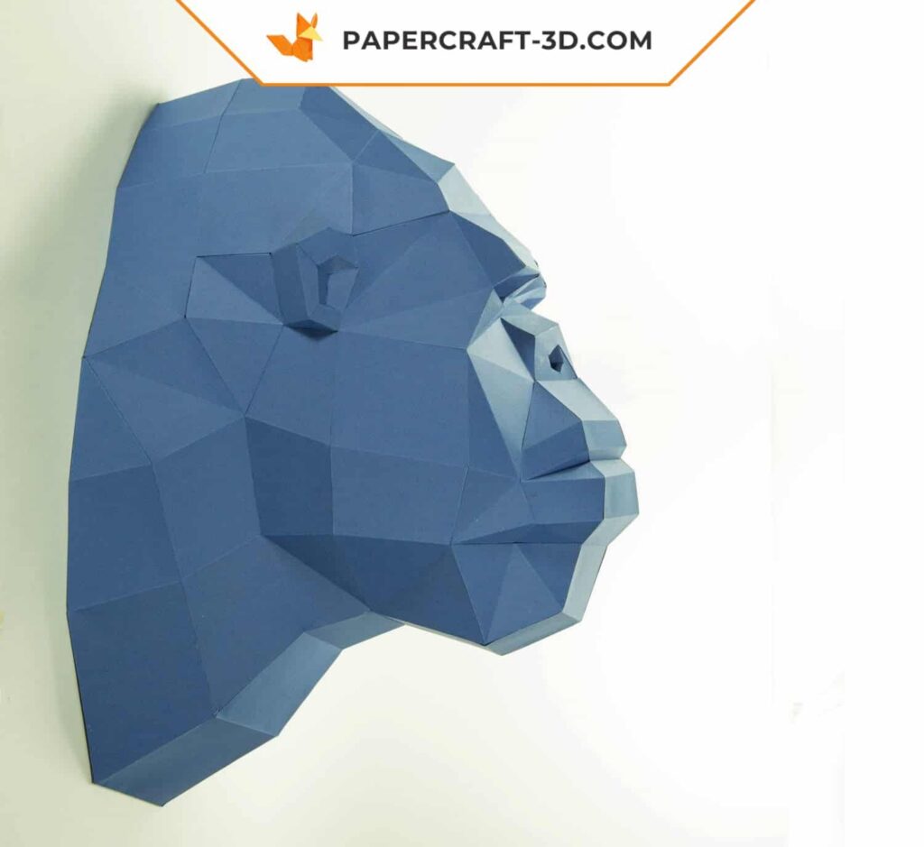 3D origami gorilla head papercraft