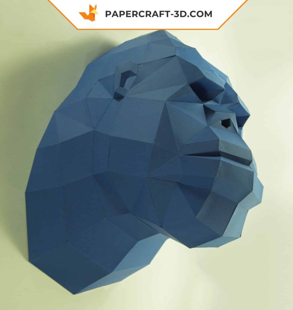 3D origami gorilla head papercraft