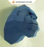 Papercraft tête de gorille en origami papier 3D, vue 3