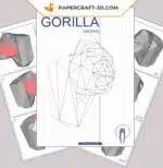 Papercraft tête de gorille origami papier 3D, weergave 2