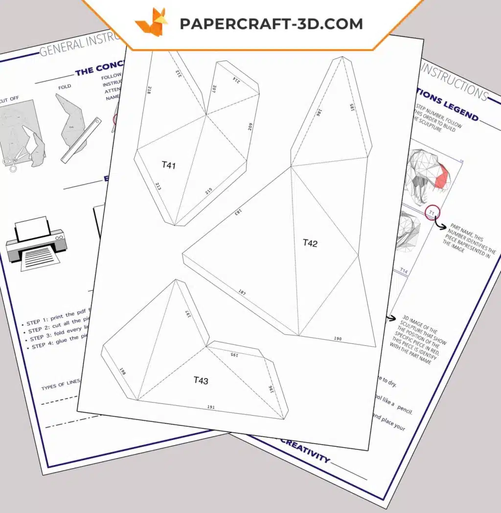 Papercraft tête de gorille origami papier 3D, weergave 3