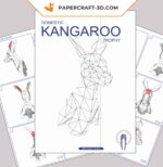 Papercraft tête de kangourou en origami 3D