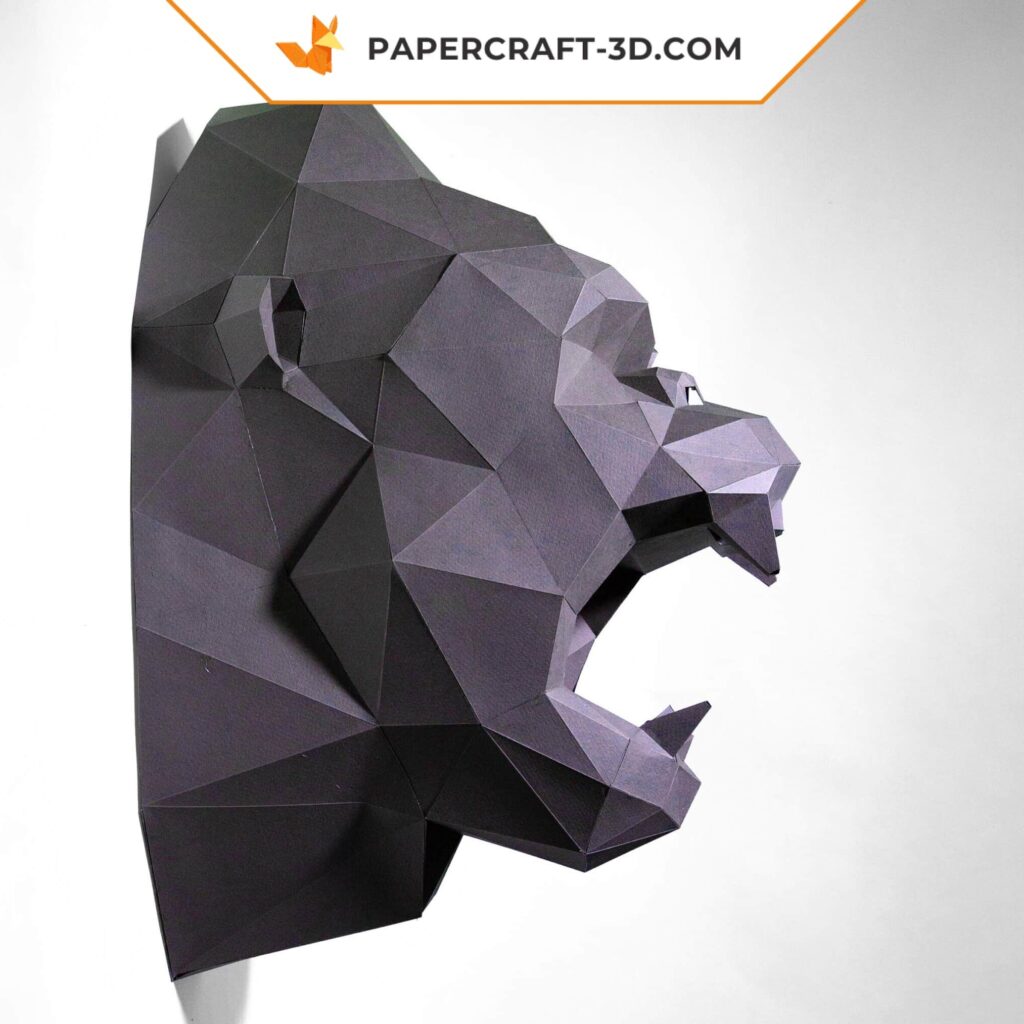 Papercraft head of King Kong in 3D origami