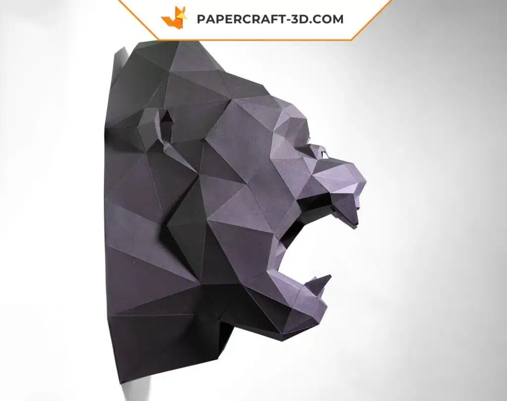 Papercraft Tête de King Kong en origami papier 3D, weergave 2