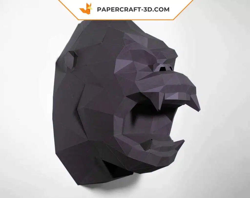 Papercraft Tête de King Kong en origami papier 3D, weergave 3