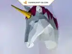 Papercraft cabeça de unicórnio em origami