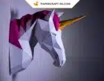 Papercraft cabeça de unicórnio em origami