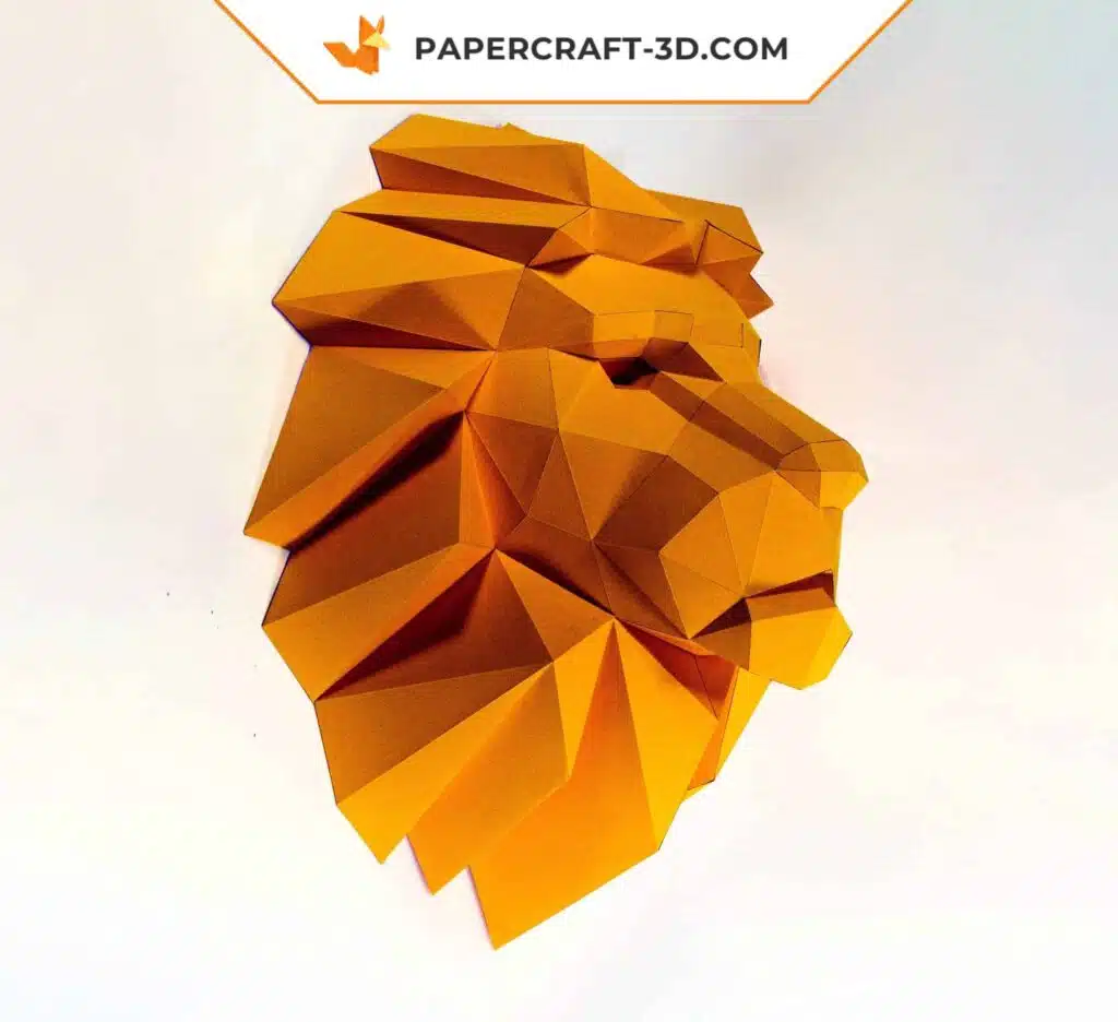 Papercraft cabeça de leão em origami