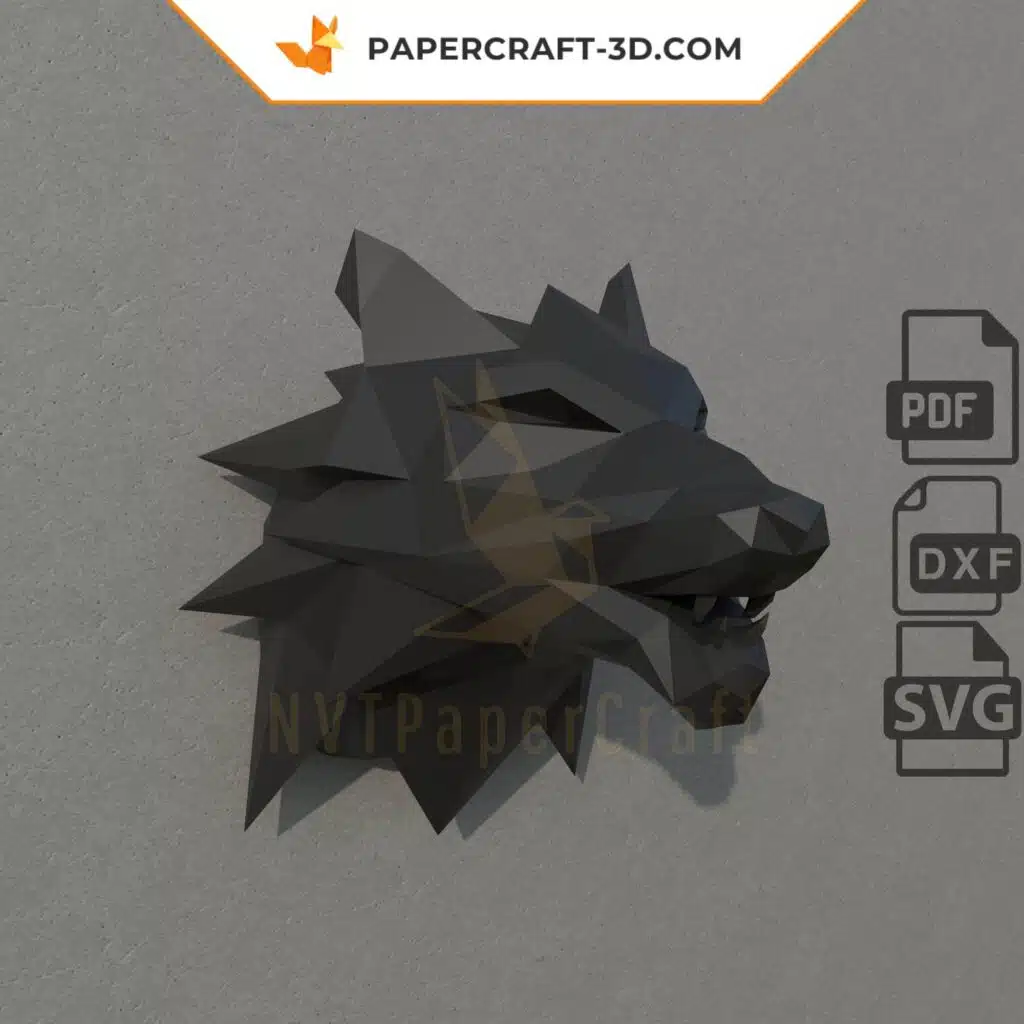 Papercraft tête de loup origami papier 3D