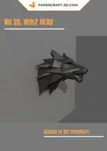 Papercraft tête de loup origami papier 3D, vue 2