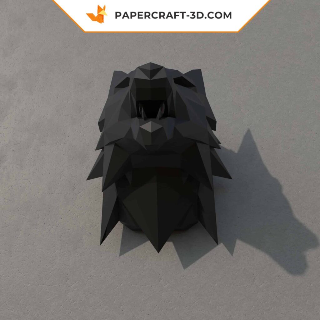 Papercraft 3D Origami Wolf Head Wall Art