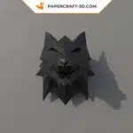 Papercraft tête de loup origami papier 3D, vue 4