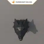 Papercraft tête de loup origami papier 3D, vue 5