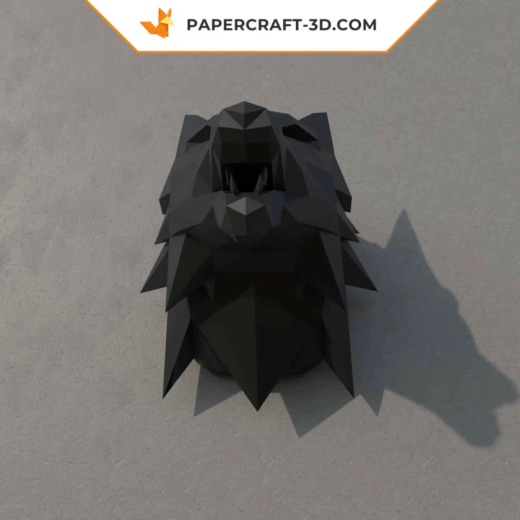 Papercraft tête de loup origami papier 3D, vue 7
