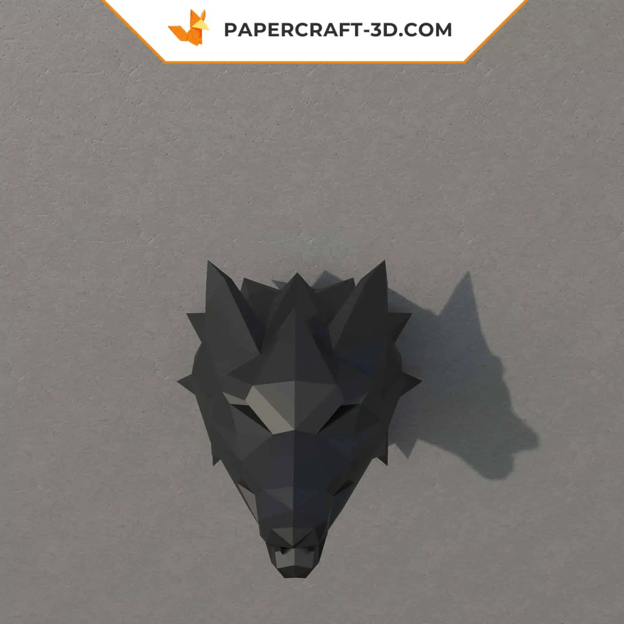 Papercraft tête de loup origami papier 3D, vue 9