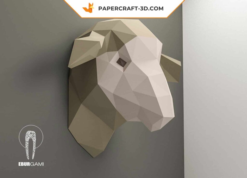 Papercraft de cabeça de ovelha em origami