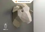 Papercraft de cabeza de oveja en origami, vista 3