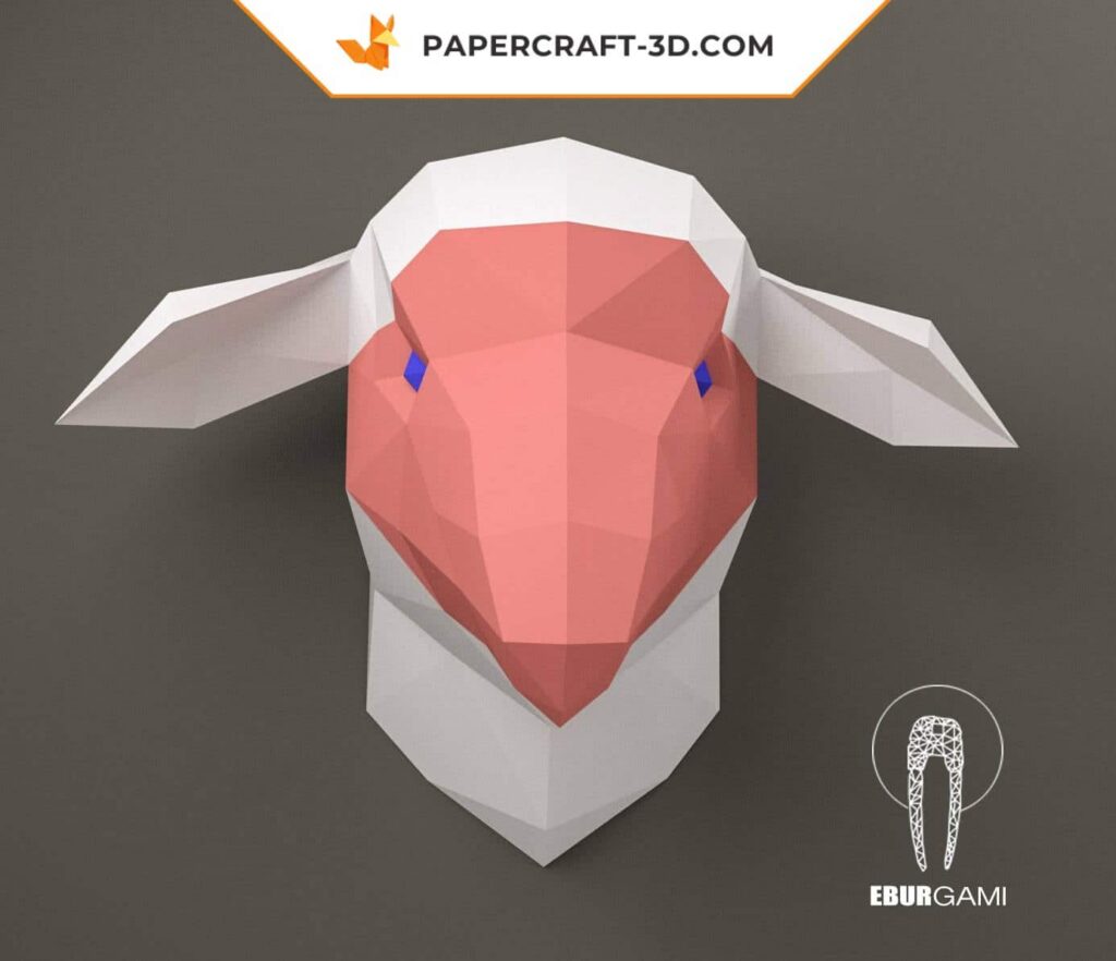 Papercraft de cabeça de ovelha em origami
